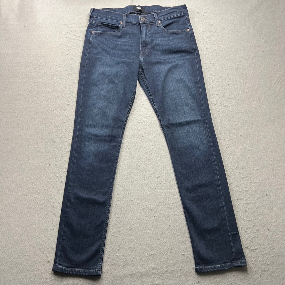 Paigeβ Lennox Slim Fit Jeans Mens 32 Dark Indigo Blue Made in USA RN 27002
